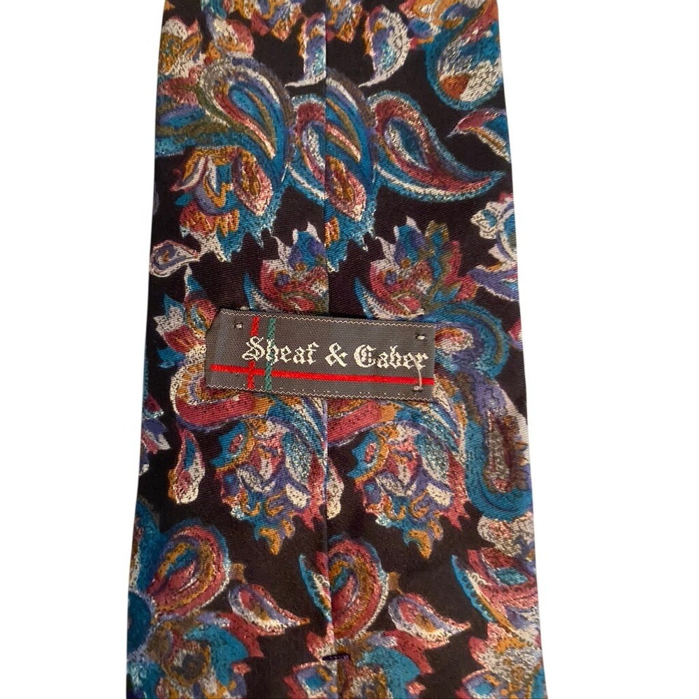 Sheaf & Caber Mens Paisley Silk Tie Multi-Color Italian Fabric Made in USA